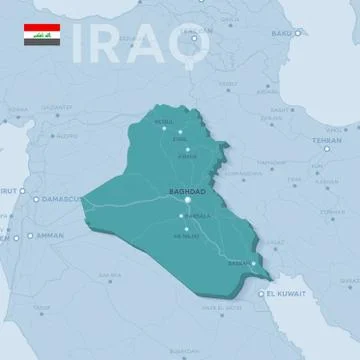 Verctor Map of cities and roads in Iraq. Stock Illustration