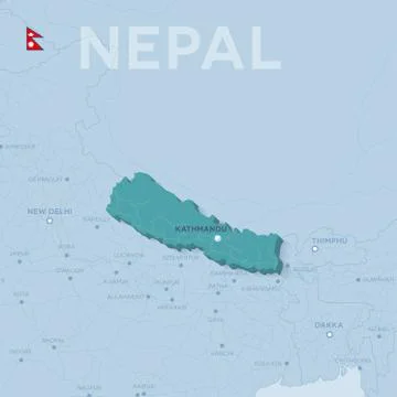 Verctor Map of cities and roads in Nepal. Stock Illustration