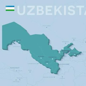 Verctor Map of cities and roads in Uzbekistan. Stock Illustration