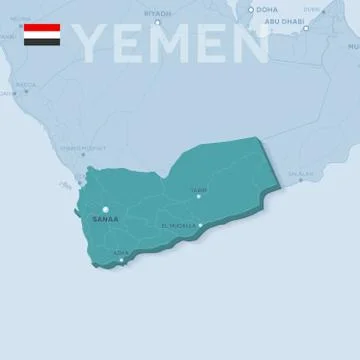 Verctor Map of cities and roads in Yemen. Stock Illustration