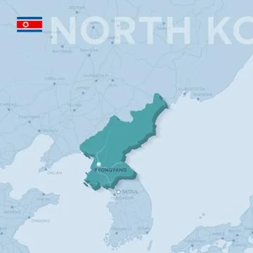 Verctor Map of cities and roads in North Korea. Stock Illustration