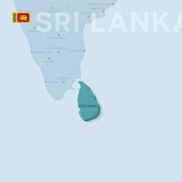 Verctor Map of cities and roads in Sri Lanka. Stock Illustration