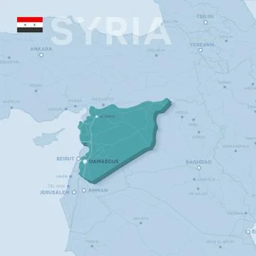 Verctor Map of cities and roads in Syria. Stock Illustration