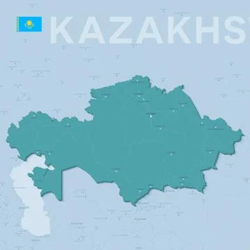 Verctor Map of cities and roads in Kazakhstan. Stock Illustration