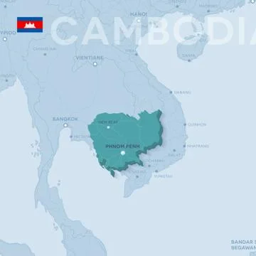 Verctor Map of cities and roads in Cambodia. Stock Illustration