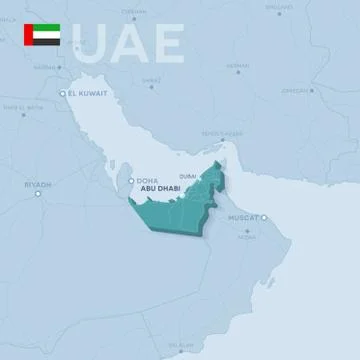 Verctor Map of cities and roads in United Arab Emirates. Stock Illustration