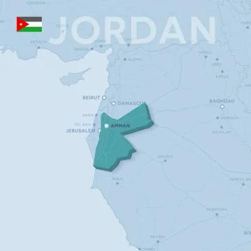 Verctor Map of cities and roads in Jordan. Stock Illustration