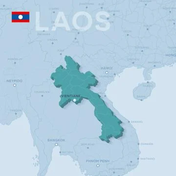 Verctor Map of cities and roads in Laos. Stock Illustration