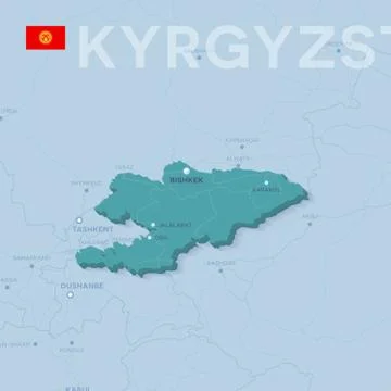 Verctor Map of cities and roads in Kyrgyzstan. Stock Illustration