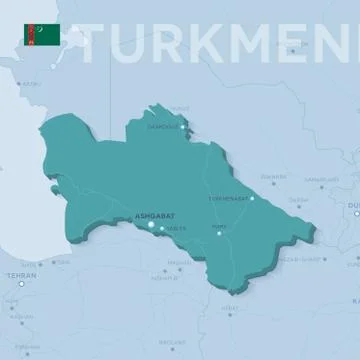 Verctor Map of cities and roads in Turkmenistan. Stock Illustration