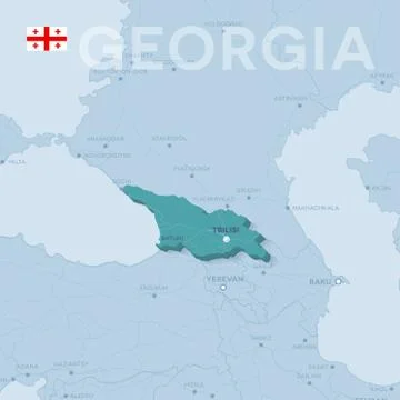 Verctor Map of cities and roads in Georgia. Stock Illustration