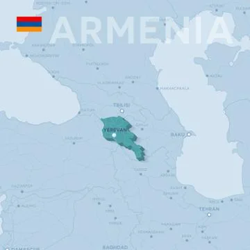 Verctor Map of cities and roads in Armenia. Stock Illustration