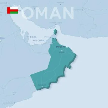 Verctor Map of cities and roads in Oman. Stock Illustration