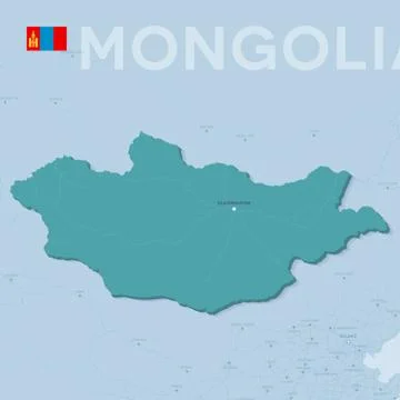 Verctor Map of cities and roads in Mongolia. Stock Illustration
