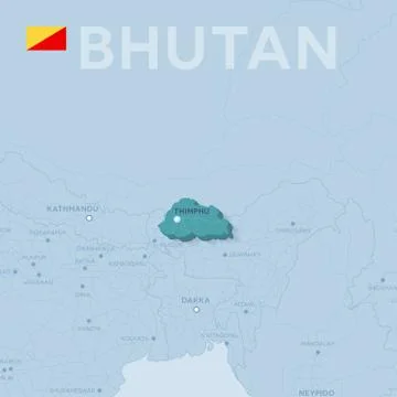 Verctor Map of cities and roads in Bhutan. Stock Illustration