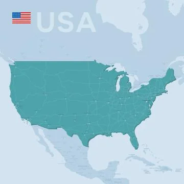 Verctor Map of cities and roads in USA. Stock Illustration