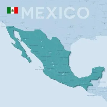 Verctor Map of cities and roads in Mexico. Stock Illustration