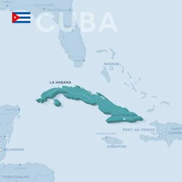 Verctor Map of cities and roads in Cuba. Stock Illustration