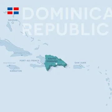 Verctor Map of cities and roads in Dominican Republic. Stock Illustration