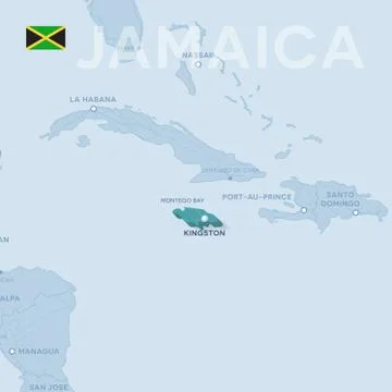Verctor Map of cities and roads in Jamaica. Stock Illustration