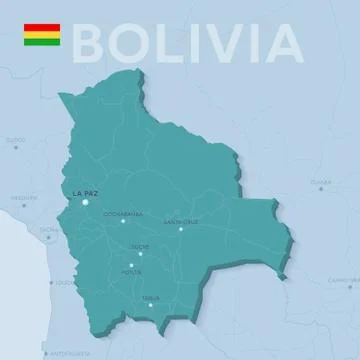 Verctor Map of cities and roads in Bolivia. Stock Illustration