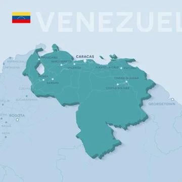 Verctor Map of cities and roads in Venezuela. Stock Illustration