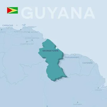 Verctor Map of cities and roads in Guyana. Stock Illustration