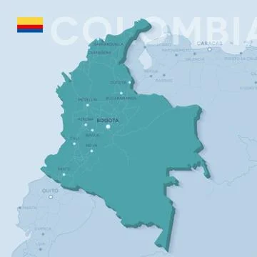 Verctor Map of cities and roads in Colombia. Stock Illustration