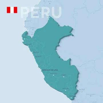 Verctor Map of cities and roads in Peru. Stock Illustration