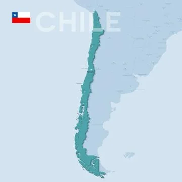 Verctor Map of cities and roads in Chile. Stock Illustration