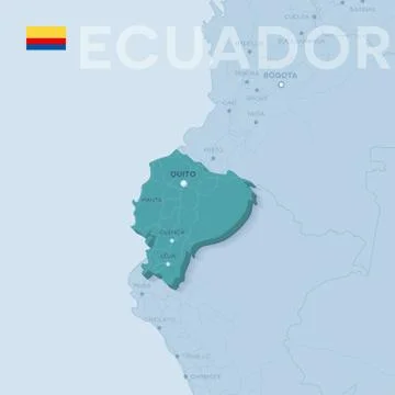 Verctor Map of cities and roads in Ecuador. Stock Illustration