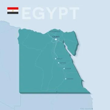 Verctor Map of cities and roads in Egypt. Stock Illustration
