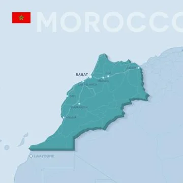 Verctor Map of cities and roads in Morocco. Stock Illustration