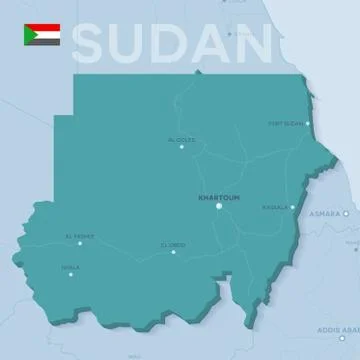 Verctor Map of cities and roads in Sudan. Stock Illustration