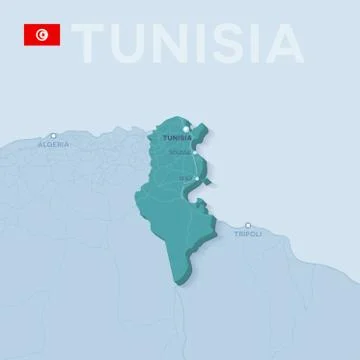 Verctor Map of cities and roads in Tunisia. Stock Illustration