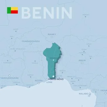 Verctor Map of cities and roads in Benin. Stock Illustration
