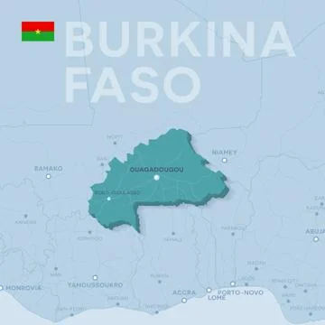 Verctor Map of cities and roads in Burkina Faso. Stock Illustration