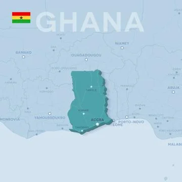 Verctor Map of cities and roads in Ghana. Stock Illustration