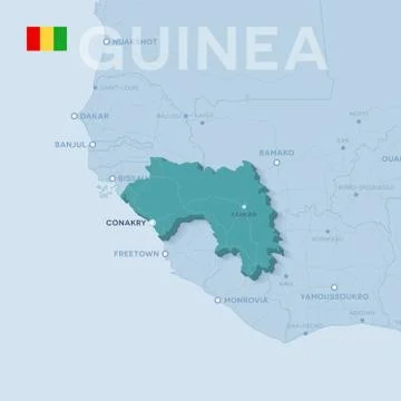 Verctor Map of cities and roads in Guinea. Stock Illustration