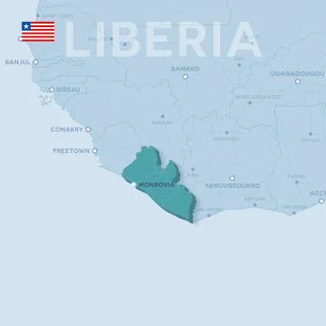 Verctor Map of cities and roads in Liberia. Stock Illustration