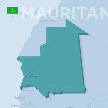 Verctor Map of cities and roads in Mauritania. Stock Illustration