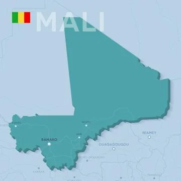 Verctor Map of cities and roads in Mali. Stock Illustration