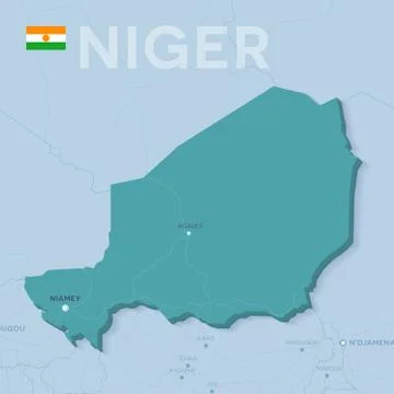 Verctor Map of cities and roads in Niger. Stock Illustration