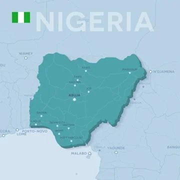 Verctor Map of cities and roads in Nigeria. Stock Illustration