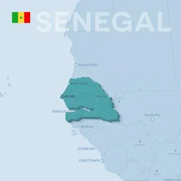 Verctor Map of cities and roads in Senegal. Stock Illustration