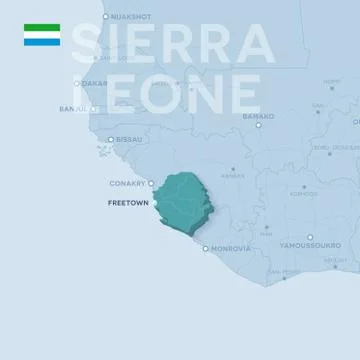 Verctor Map of cities and roads in Sierra Leone. Stock Illustration