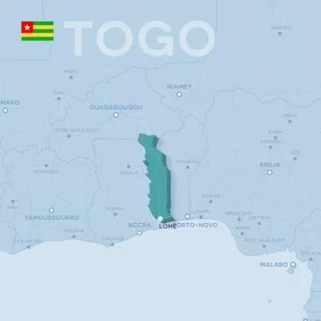 Verctor Map of cities and roads in Togo. Stock Illustration