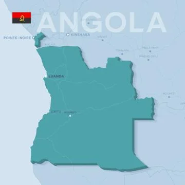 Verctor Map of cities and roads in Angola. Stock Illustration
