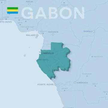 Verctor Map of cities and roads in Gabon. Stock Illustration