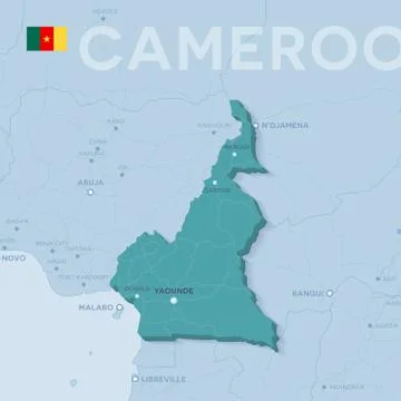 Verctor Map of cities and roads in Cameroon. Stock Illustration